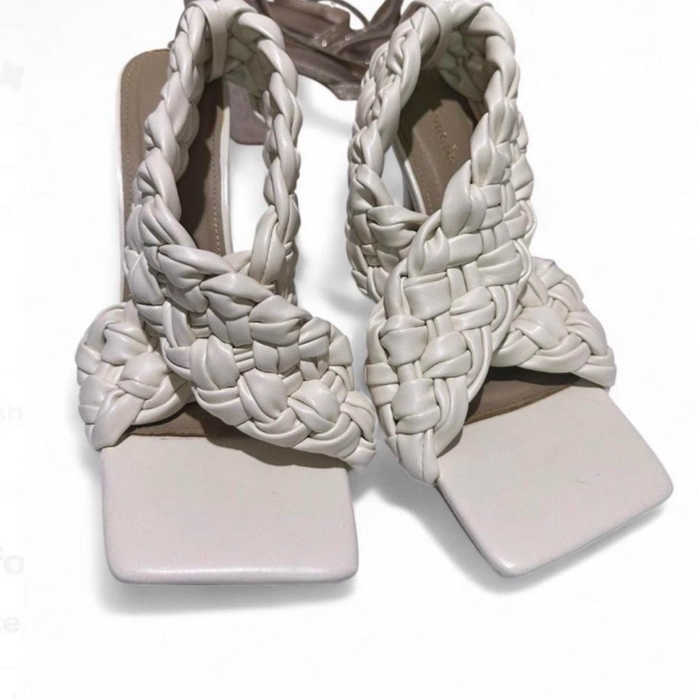Chic Braided White Women's Heels